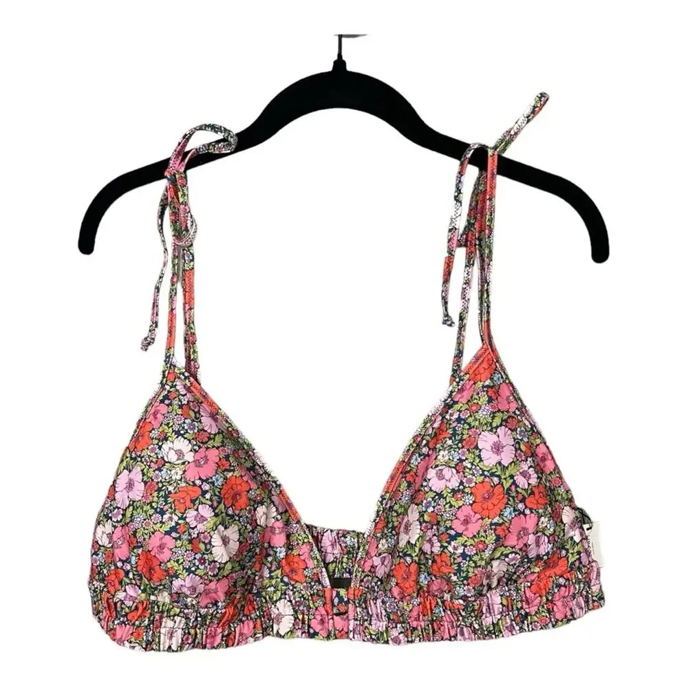 J. Crew Tie-Shoulder Ruched Bikini Top in Liberty Meadow Song Fabric Size 3X NWT